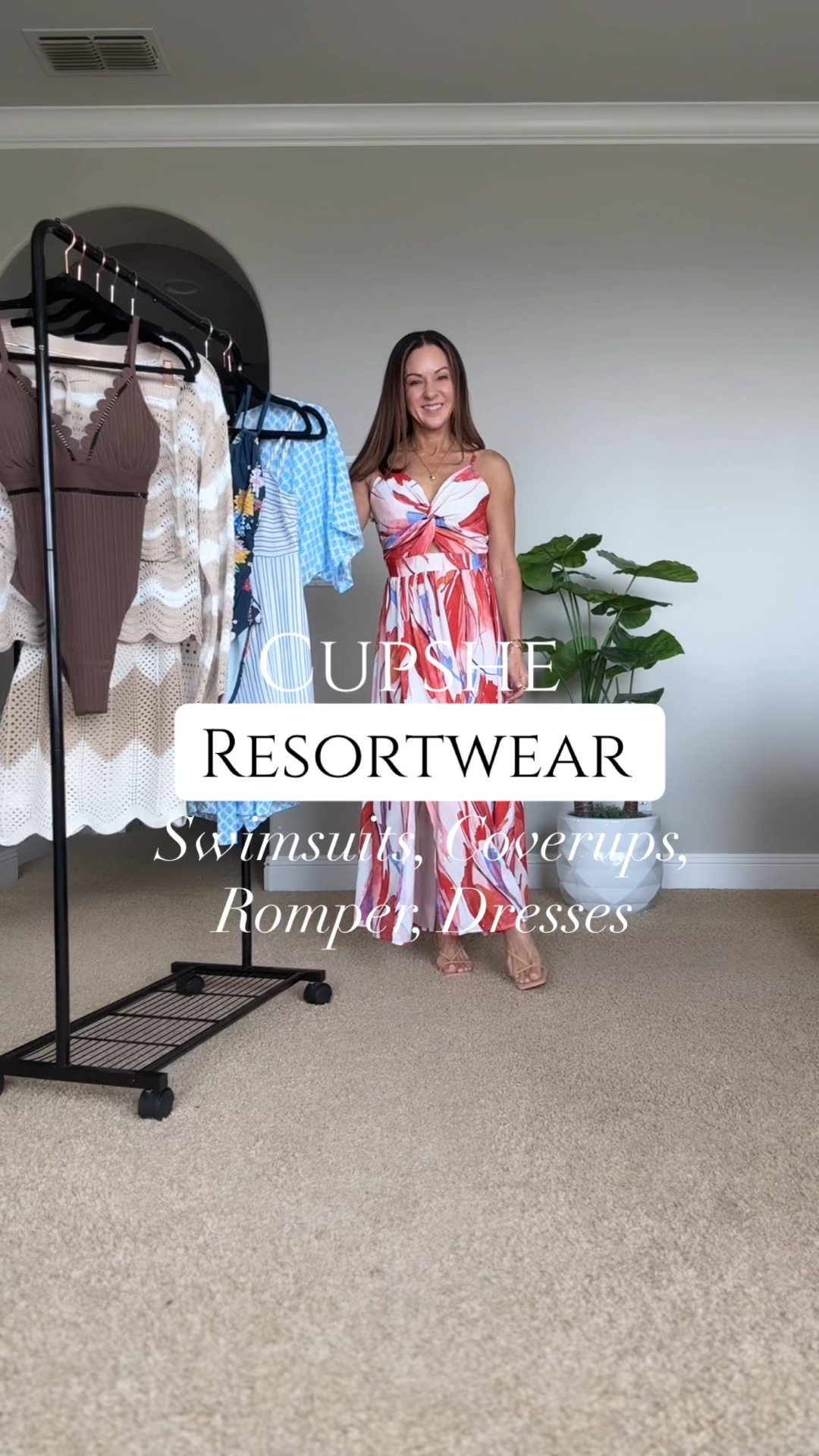 ☀️ New resortwear arrivals from @Cupshe 🏖️
One piece swimsuits with great details, lightweight jumpsuit, tropical dress and an easy black maxi, all flattering, comfortable, and perfect for beach vacations and cruises. Save this for later if you’re not quite in resort mode yet.

For reference: I’m 5’1”, 109lbs. Everything is unaltered.
I wear a size small in the one piece swimsuits and everything else is in the small smallest size available  
#Cupshe #resortwear #over50fashion #swimstyle #vacationoutfits


#LTKSeasonal #LTKSaleAlert #LTKTravel