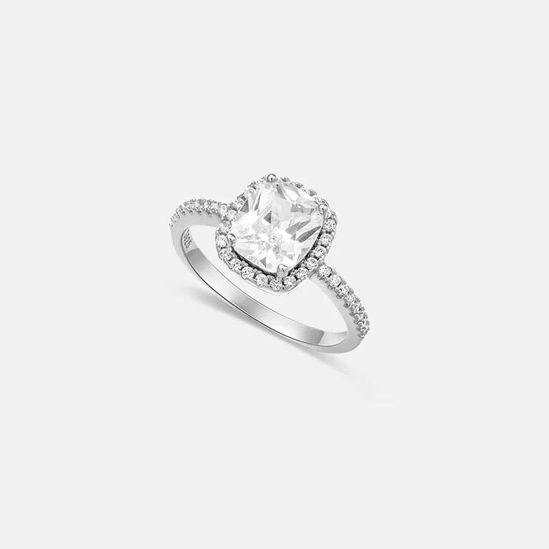 Monica Cushion Cut Moissanite Gold Vermeil Ring with Halo | Victoria Emerson