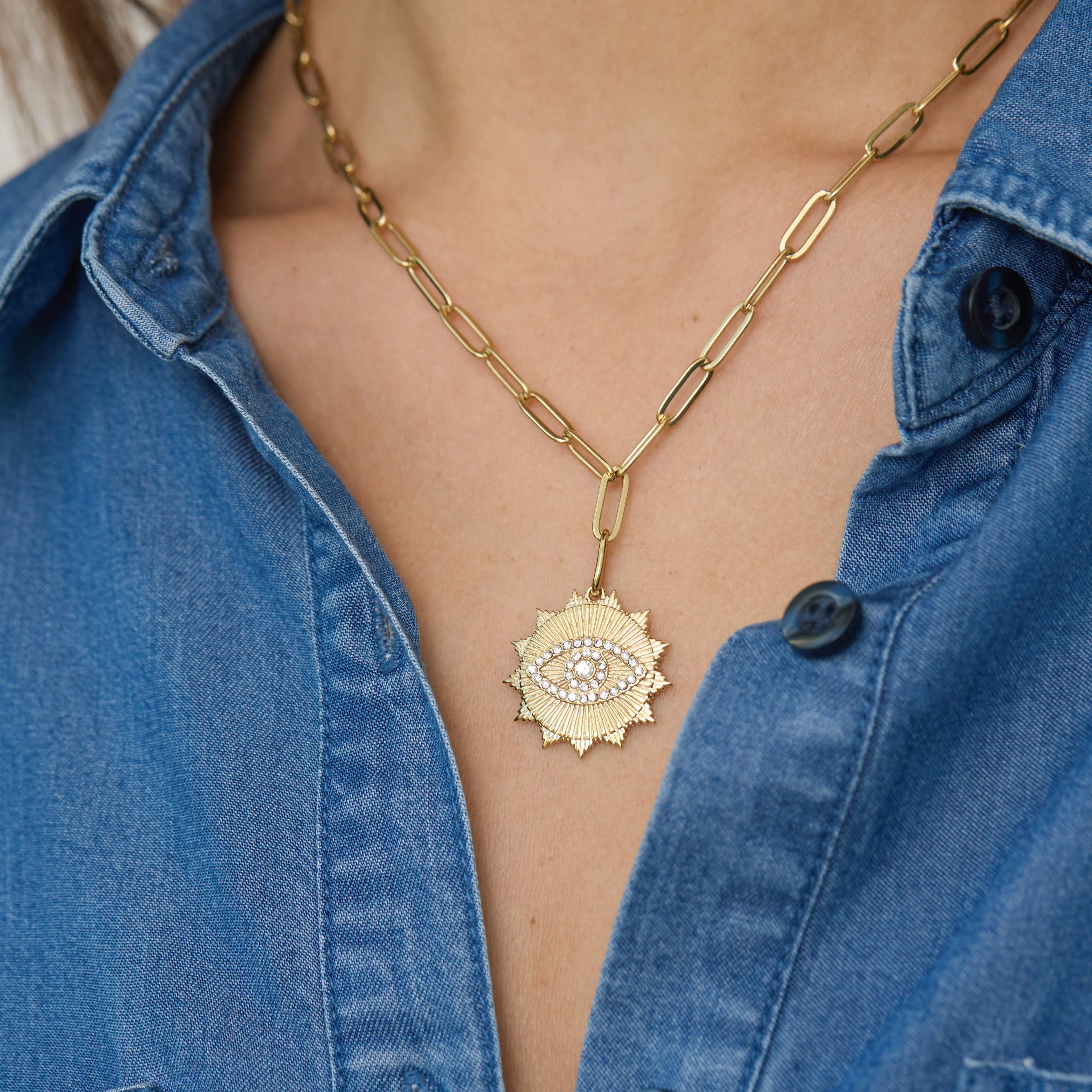 Sunburst Evil Eye Necklace | Victoria Emerson