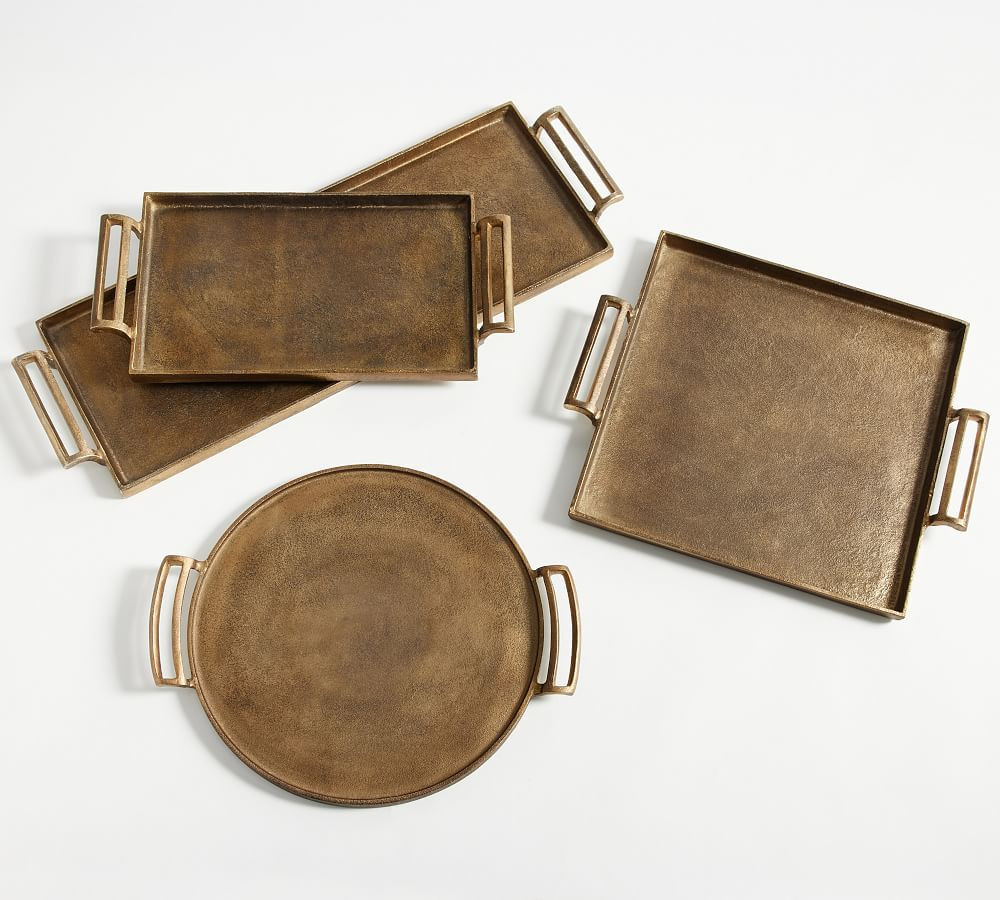 Antiqued Metal Decorative Trays | Pottery Barn (US)