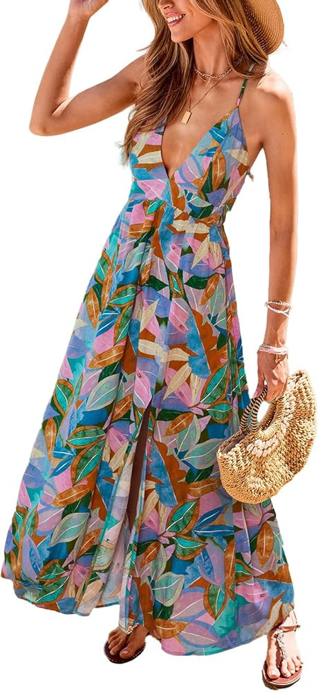 CUPSHE Womens Summer Maxi Dress 2026 Sleeveless Long Sundresses Spaghetti Strap Flowy Boho Beach ... | Amazon (US)