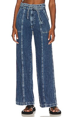 Hudson Jeans Tie Waist Wide Leg in Indigo Waters from Revolve.com | Revolve Clothing (Global)