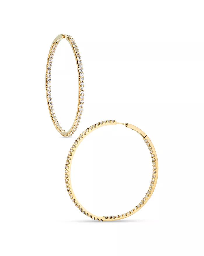 Pavé Inside Out Hoop Earrings in 18K Gold Plated or Rhodium Plated | Bloomingdale's (US)