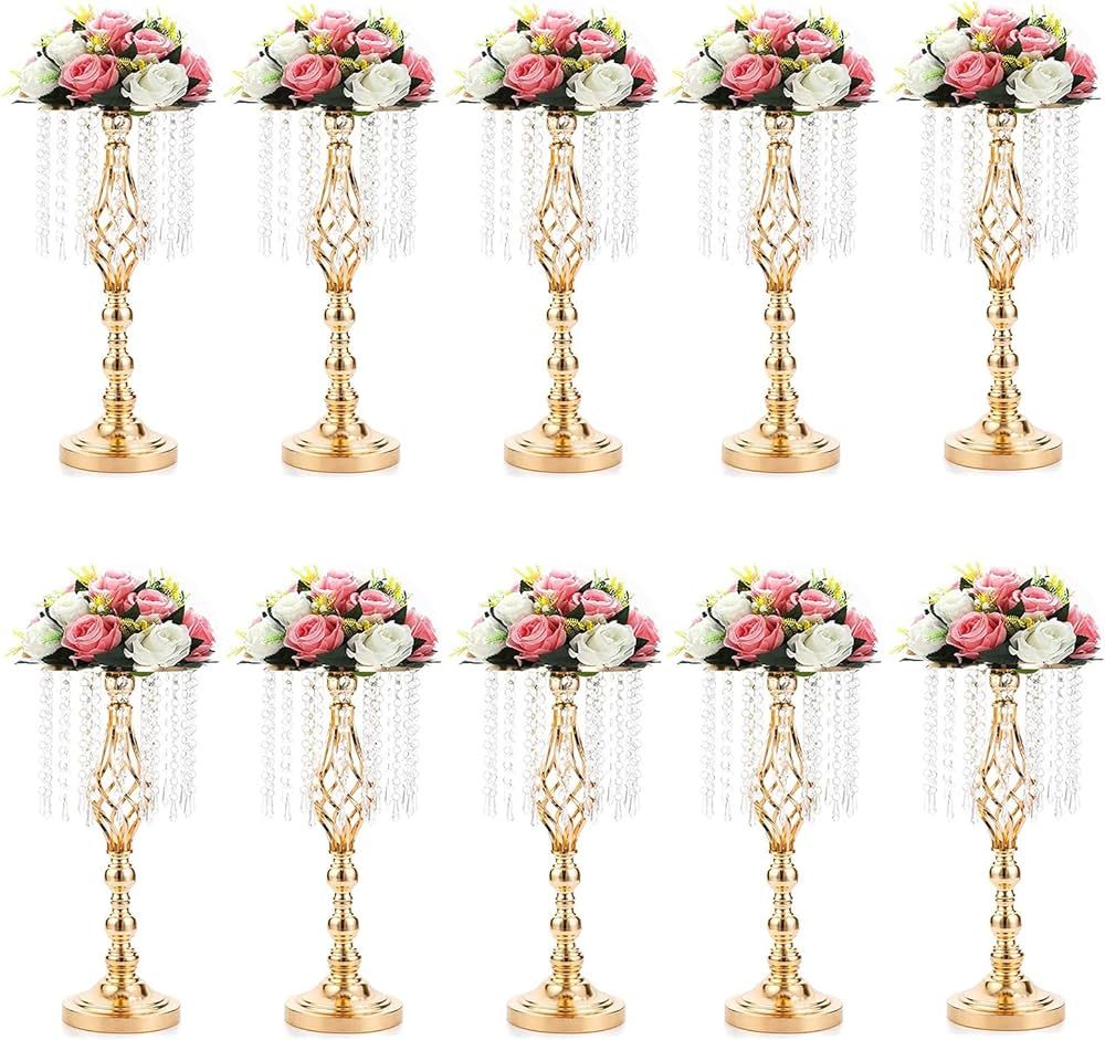 Sziqiqi Wedding Table Flower Centerpiece Decoration - Gold Metal Flowers Floor Stand Living Room ... | Amazon (US)