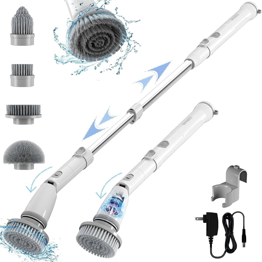 Electric Spin Scrubber, Shower Scrubber with Long Handle, Adjustable Extension Arm, 4 Replaceable... | Amazon (US)
