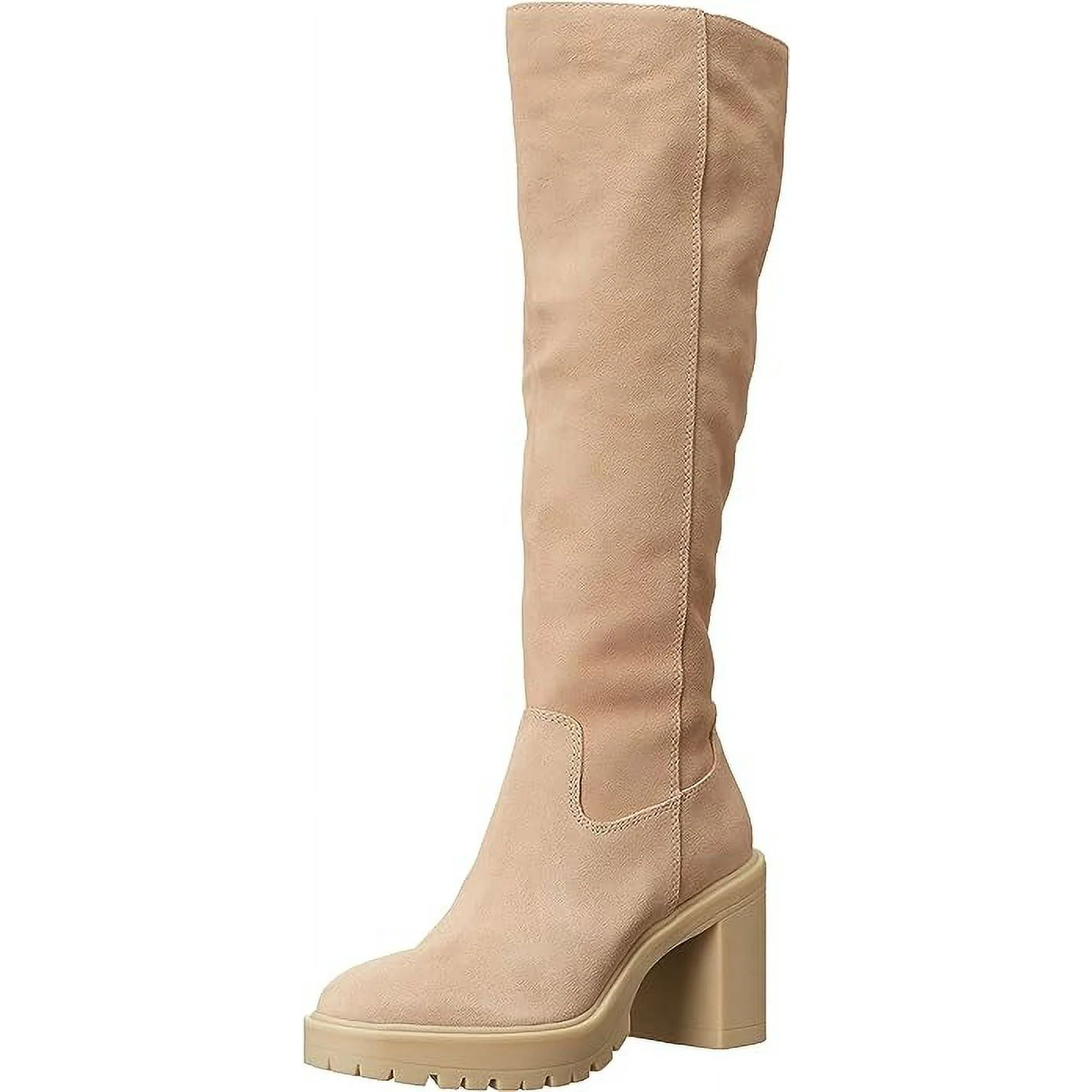 Dolce Vita Corry H2O Dune Suede Block Heel Almond Toe Knee High Fashion Boots (Dune Suede, 8.5) | Walmart (US)
