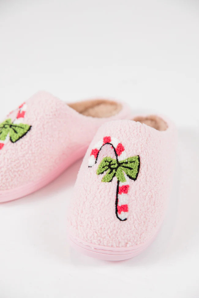Candy Cane Pink Slippers | Pink Lily
