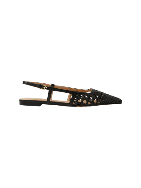 Woven Leather Nip Toe Slingback Flats | Ann Taylor