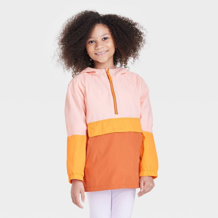 Girls' Popover Anorak Spring Windbreaker Jacket - Cat & Jack™ Orange | Target