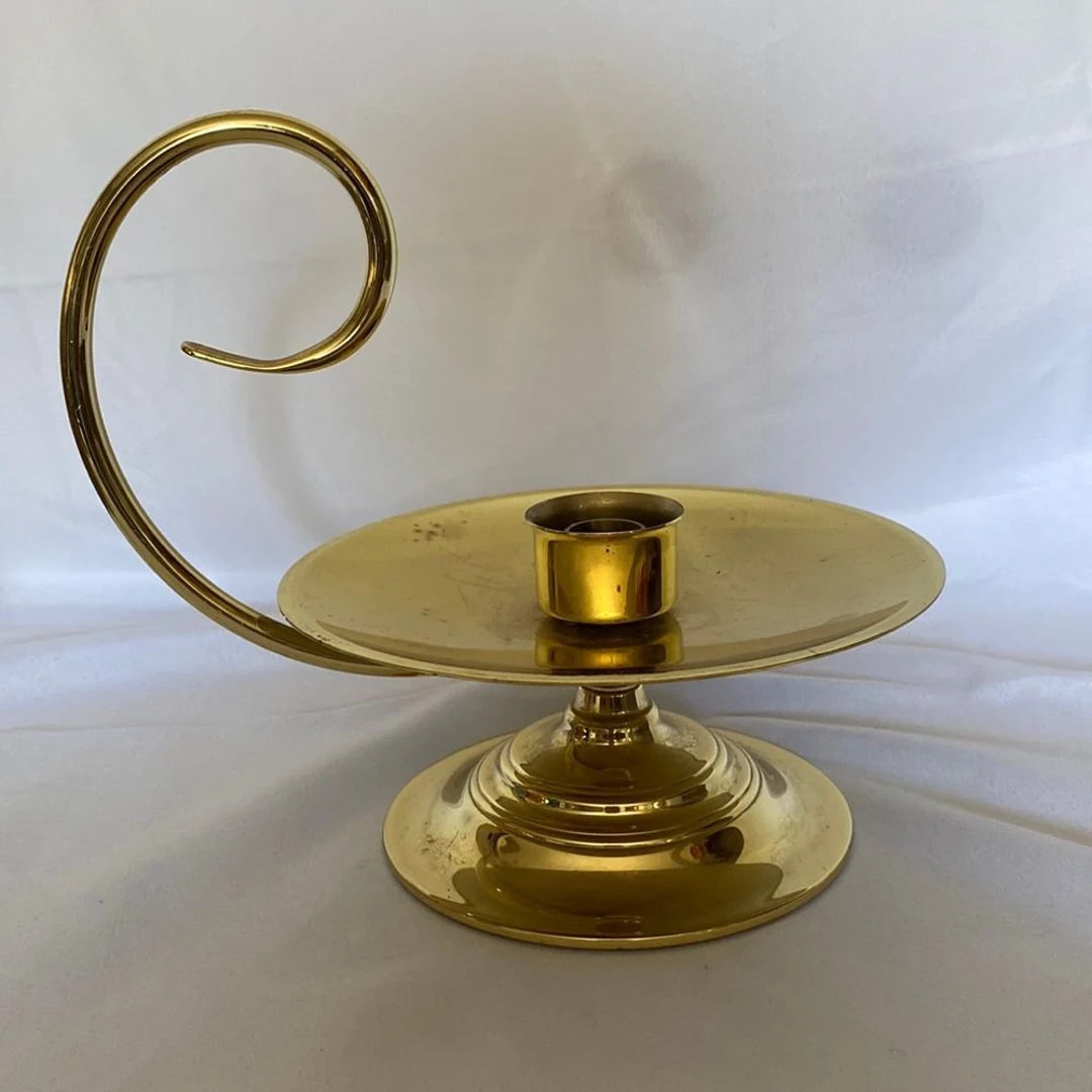 Vintage Baldwin Brass Taper Candle Holder Hurricane With Scroll Handle - Etsy | Etsy (US)