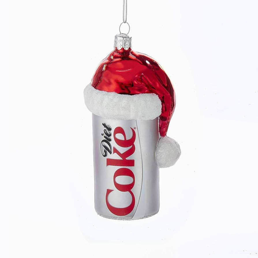 Kurt Adler CC4163 Glass Diet Coke Can Ornament with Santa Hat, 4.5", Christmas | Amazon (US)