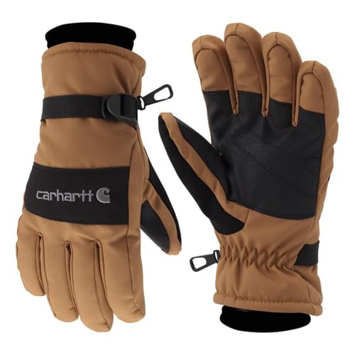 Carhartt Men's Waterproof Insulated Knit Cuff Glove, Brown Black, Medium | Amazon (US)