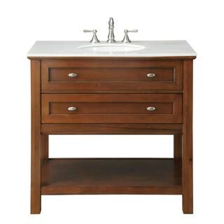 Home Decorators Collection Austell Espresso 37 in. Vanity in Espresso with Natural Marble Vanity ... | The Home Depot
