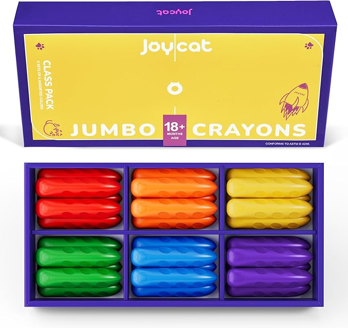 JoyCat Jumbo Crayons bulk for Toddlers 1-3 4 5 6 year old Kid,Easy-Grip,Unbreakable,Non-Toxic,Was... | Amazon (US)