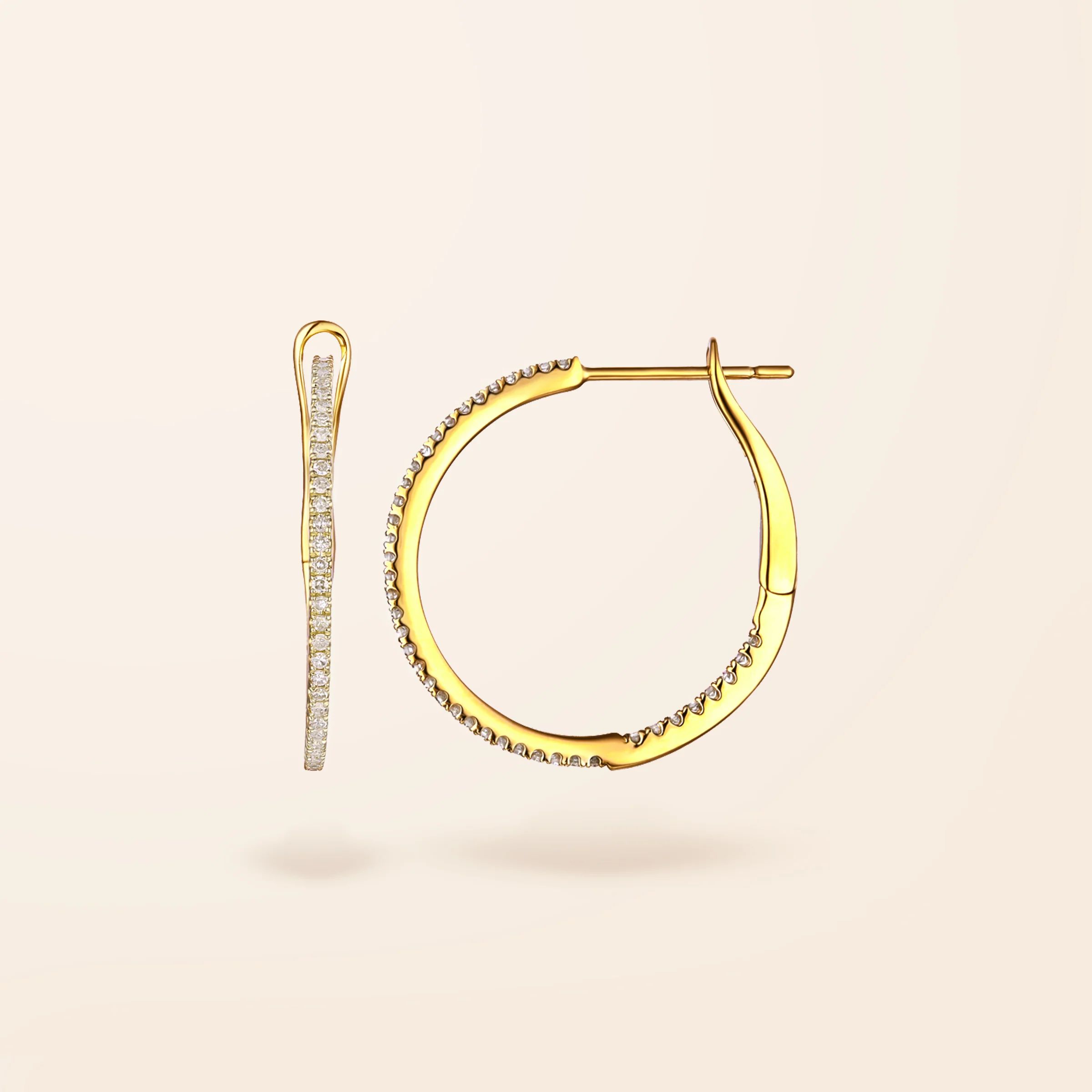 14K Gold Diamond Eternity Hoop Earrings | Van Der Hout Jewelry