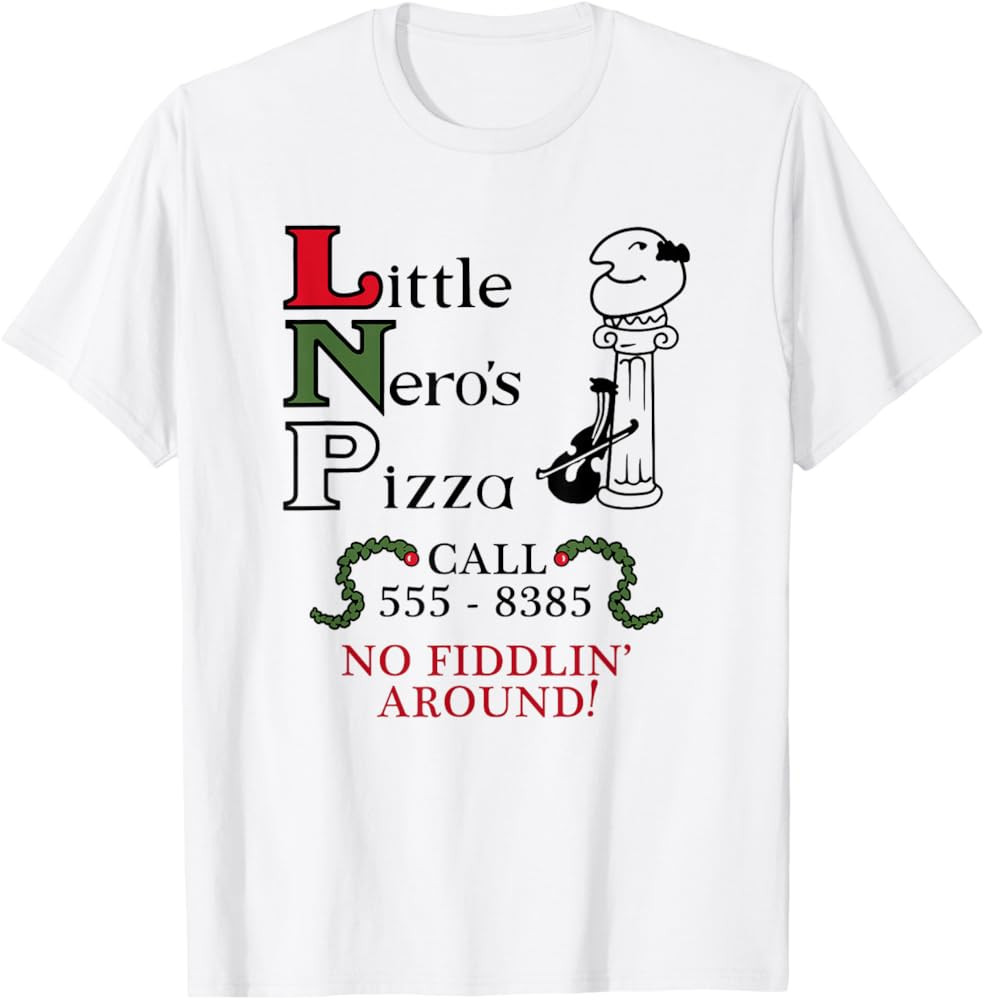 Wayward Tees Little Nero's Pizza Unisex-Adults White Short Sleeve Classic Fit T-Shirt Small | Amazon (US)