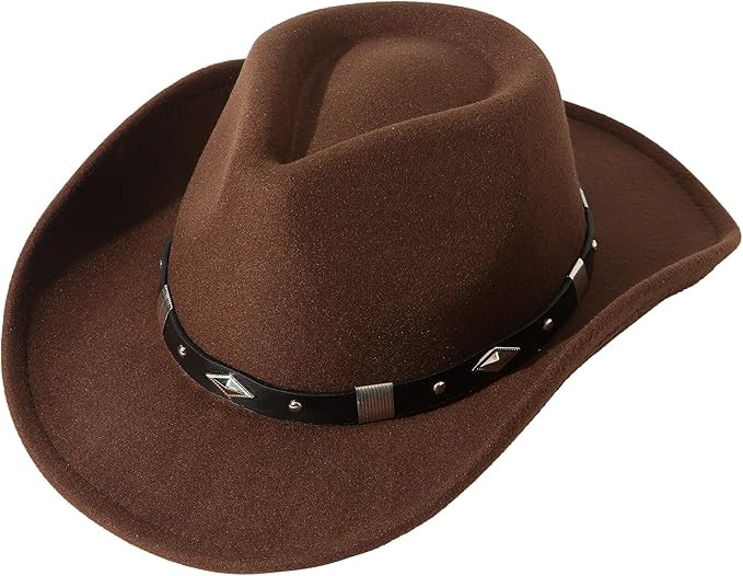 JOYEBUY Classic Wide Brim Women Men Western Style Cowboy Cowgirl Hats with Buckle Belt | Amazon (US)