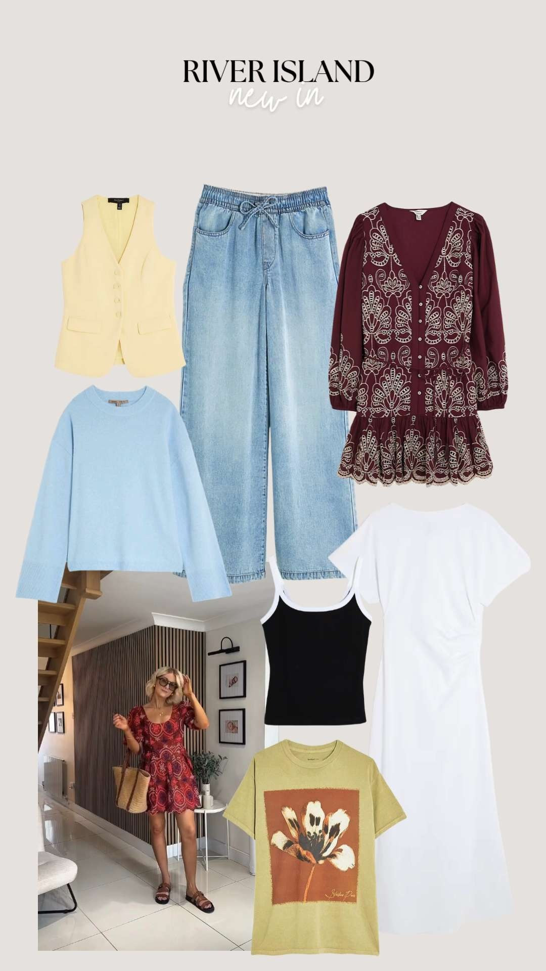 River Island New in! 

Summer Style, Summer Outfit Inspiration, Late Summer Style, Transitional Style, Jeans, White Dress, Patterned Mini Dress, Yellow Waistcoat, Blue Jumper, Butter Yellow Waistcoat 

 #LTKuk #LTKsummer #LTKeurope