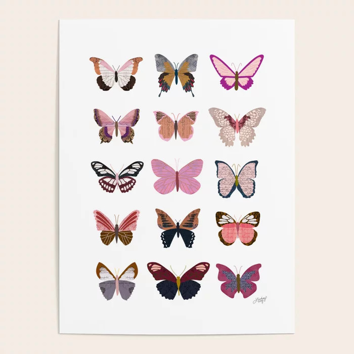 Pink Butterflies Poster | Society6