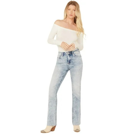Vervet Women s Light Wash High Rise Faded Bootcut Jeans Light Wash 30W x 31L | Walmart (US)