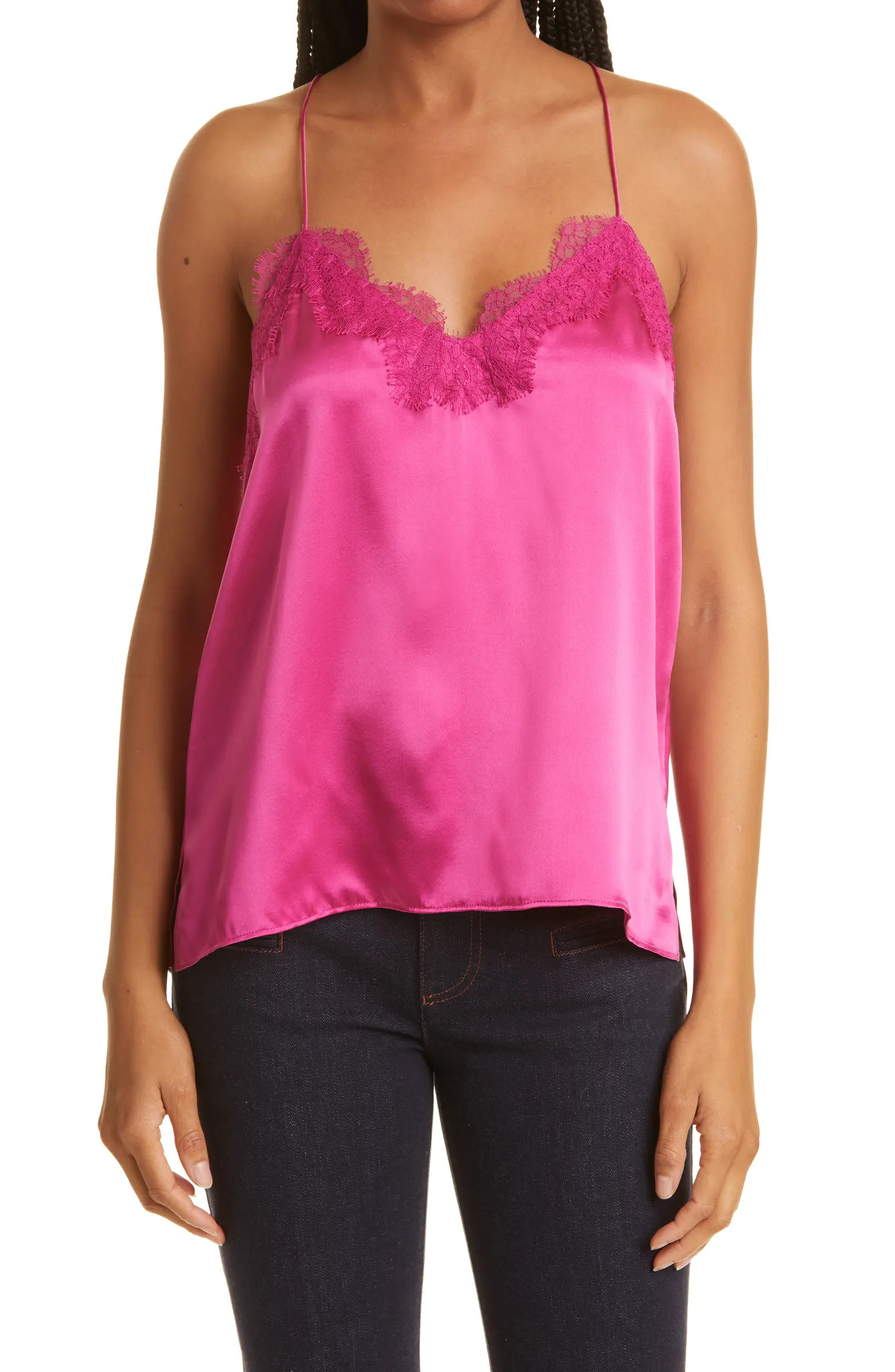The Racer Lace Trim Silk Camisole | Nordstrom