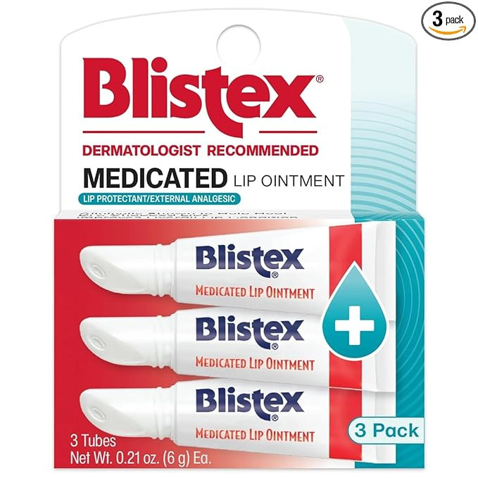 Blistex Medicated Lip Ointment 3 Count, 0.21 Oz. Relieves Cold Sores & Helps Heal Dry Chapped Lip... | Amazon (US)