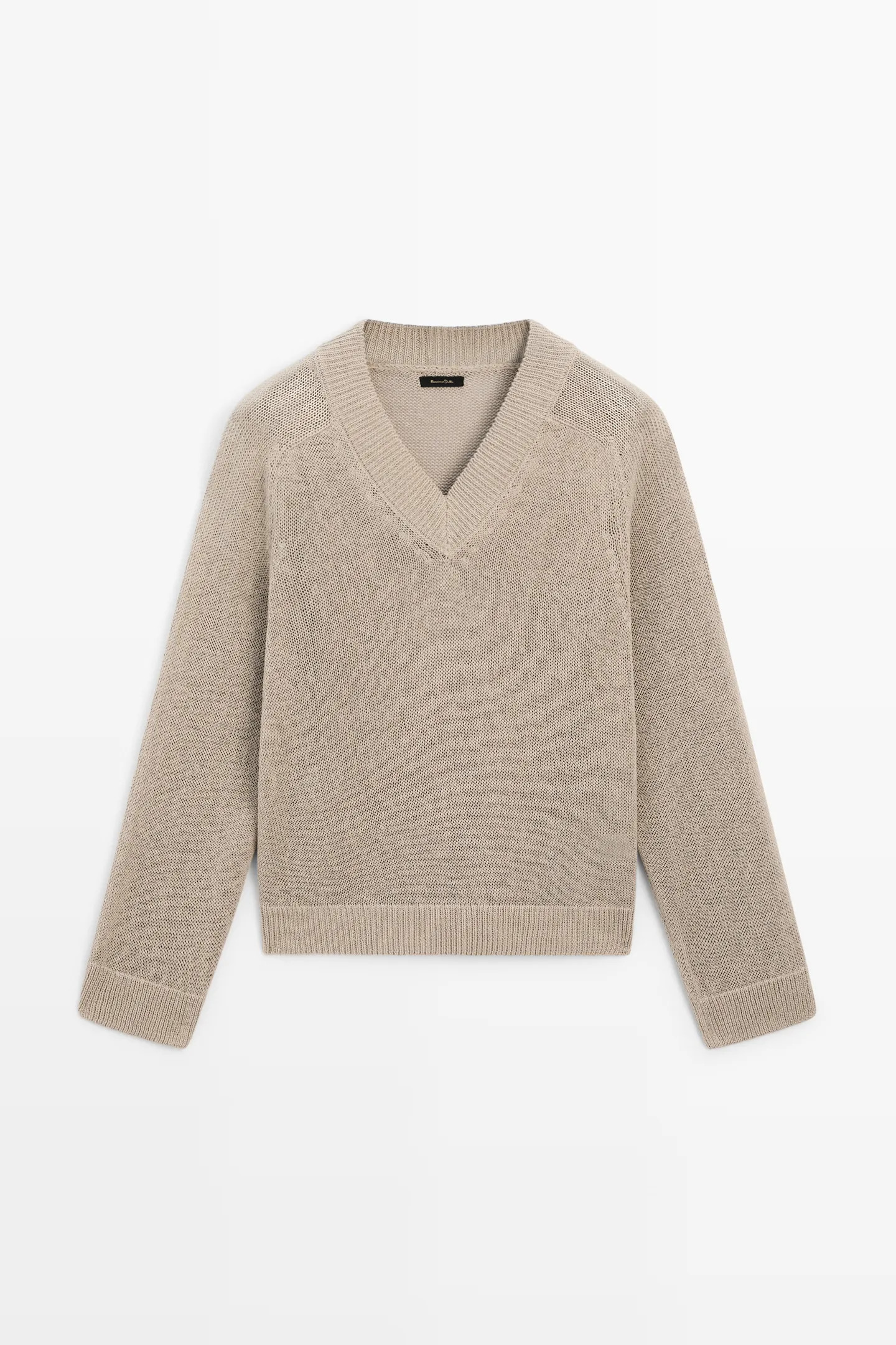 Cotton blend V-neck knit sweater | Massimo Dutti US