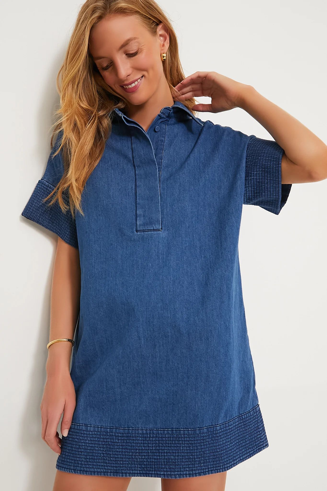 Denim Trapunto Stitch Sofia Shirt Dress | Tuckernuck (US)