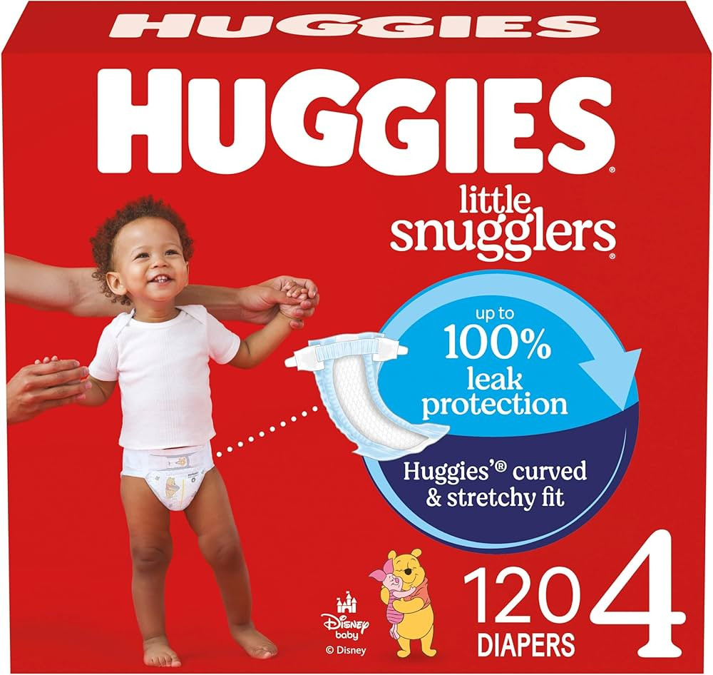 Huggies Size 4 Diapers, Little Snugglers Baby Diapers, Size 4 (22-37 lbs), 120 Count, Packaging M... | Amazon (US)
