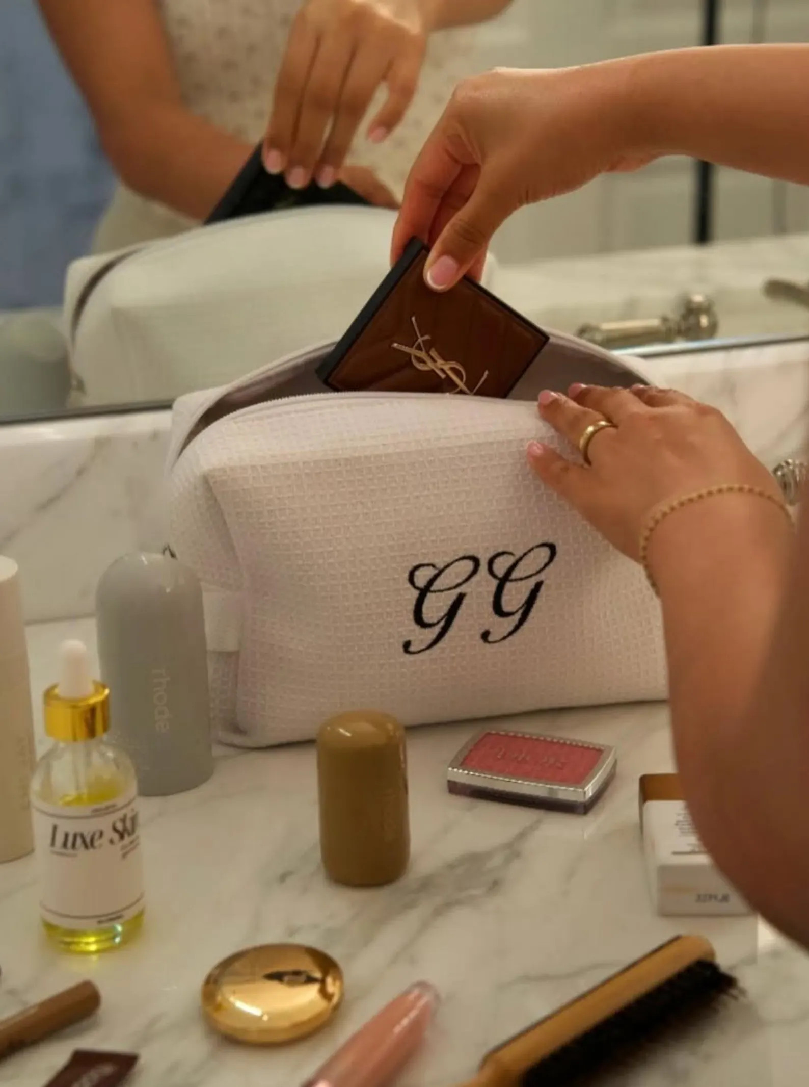 Monogram Toiletry Makeup Bag - Personalized Travel Cosmetic Bag - Etsy | Etsy (US)