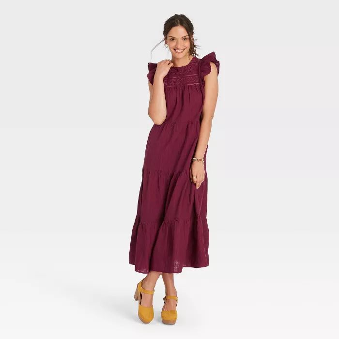 Women's Flutter Short Sleeve Tiered Dress - Universal Thread™ | Target