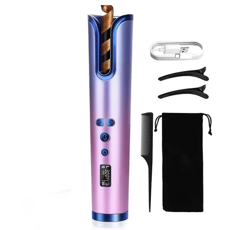 Automatic Curling Iron Cordless Hair Curlers Portable Ceramic Barrel Beach Waver Rotating Curling Ir | Walmart (US)