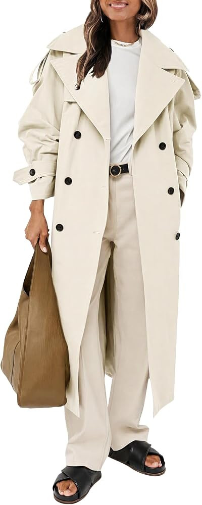 Classic Overcoat with Belt,Outerwear Coat,Long Sleeve Elegant Coat with Pocket | Amazon (US)
