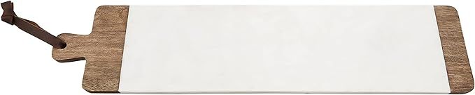 Mud Pie Long Wood & White Marble Board, 6" x 26" | Amazon (US)