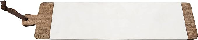 Mud Pie Long Wood & White Marble Board, 6" x 26" | Amazon (US)