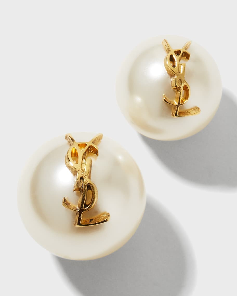 Saint Laurent YSL Pearly Stud Earrings | Neiman Marcus