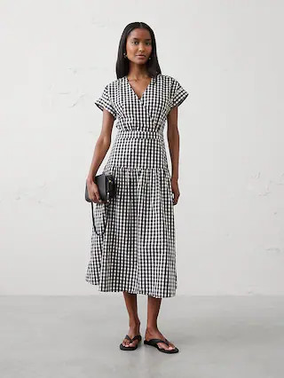 Poplin Surplice Midi Dress | Banana Republic Factory