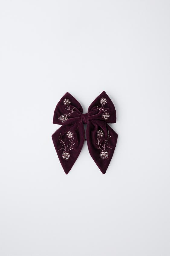 VELVET BOW WITH SEQUIN SCRUNCHIE HAIR CLIP | Zara UK