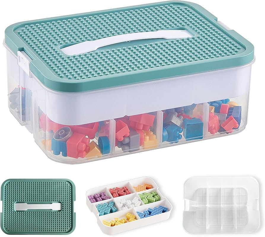 Plastic Stackable Organizer Storage Case with Building Blocks Lids for lego, Storage Containers w... | Amazon (US)