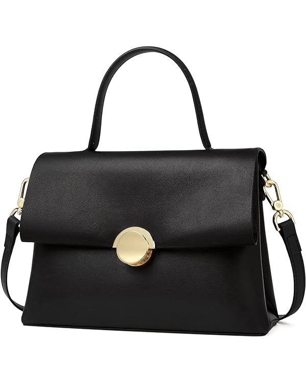 Top-Handle Handbag Leather Stitching Purse for Women Crossbody Bag Tote Satchel Shoulder Bags | Amazon (US)