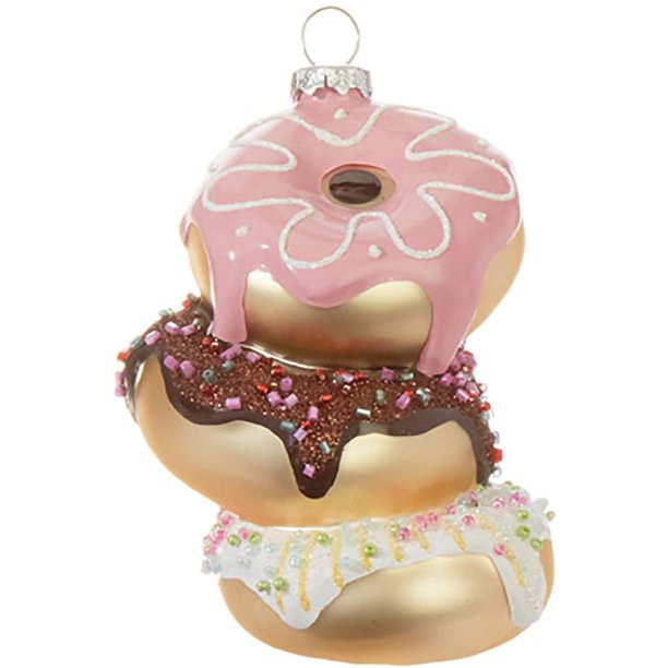 Pink Brown Donut Stack Glass Holiday Ornament 3.5" by Raz | Walmart (US)