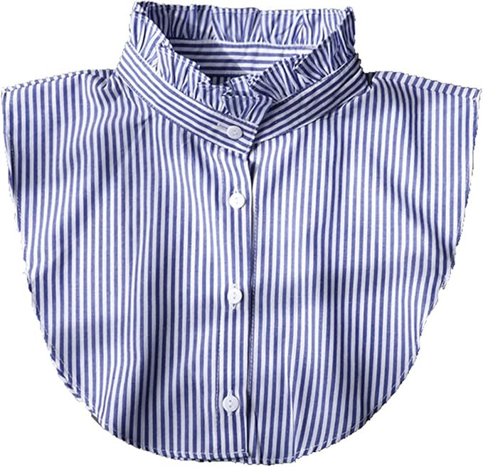 GUZOSJO Blue Striped Detachable Collar Shirt,Dickey Half Blouse False Collar for Lady Girls Men | Amazon (US)