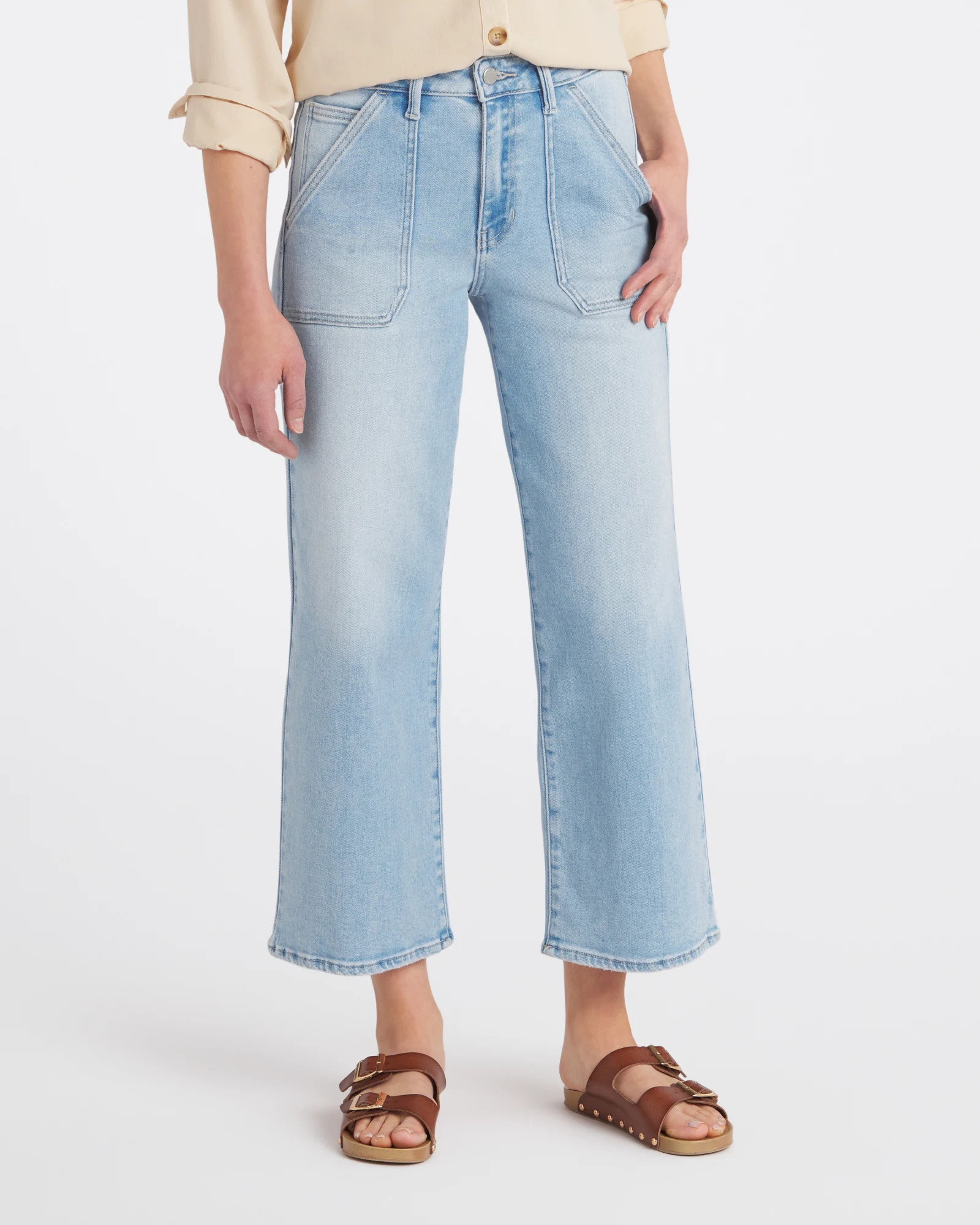 Raina Patch Pocket Slim Wide Leg Jean | Stitch Fix