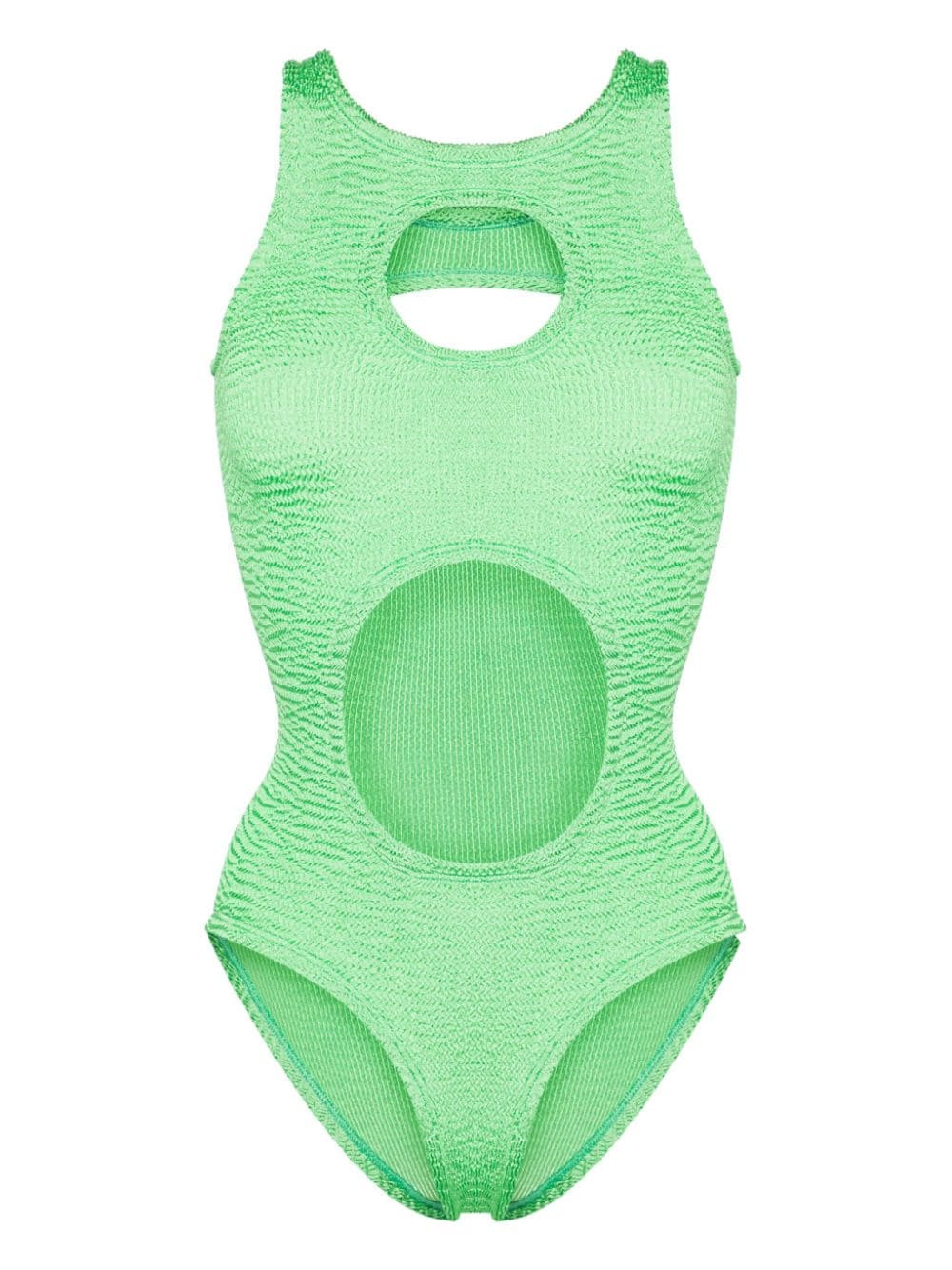 PARAMIDONNA Tara cut-out crinkled swimsuit - Green | Farfetch Global