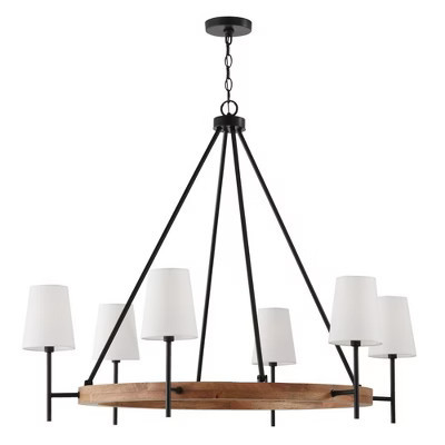 Capital Lighting Jonah 6 - Light Chandelier in  Light Wood/Matte Black | Target