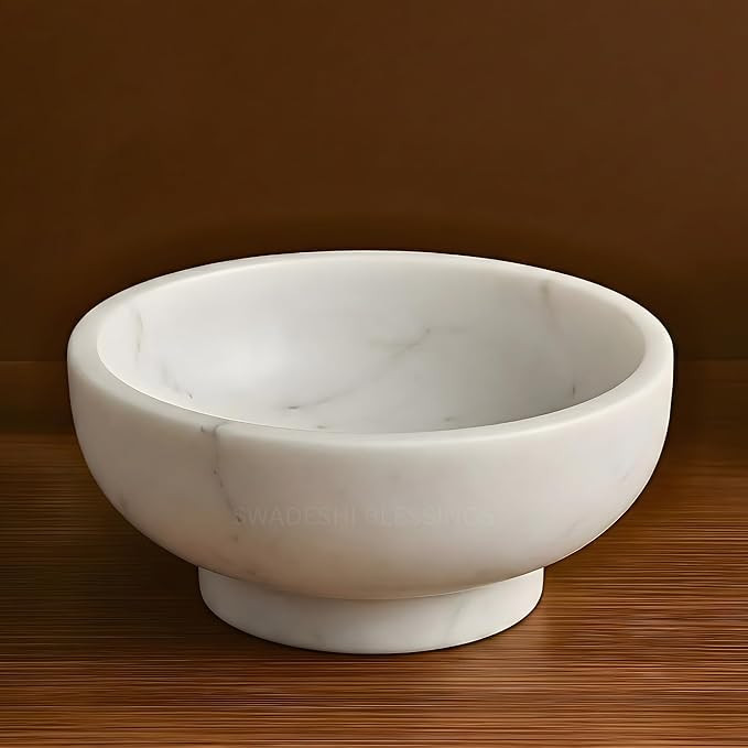 SWADESHI BLESSINGS Handcrafted Large Decorative Bowl for Home Decor, Marble Fruit Bowl for Kitche... | Amazon (US)