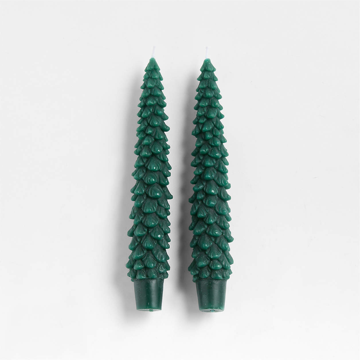 Mountain Pine Christmas Tree Taper Candles, Set of 2 | Crate & Barrel | Crate & Barrel