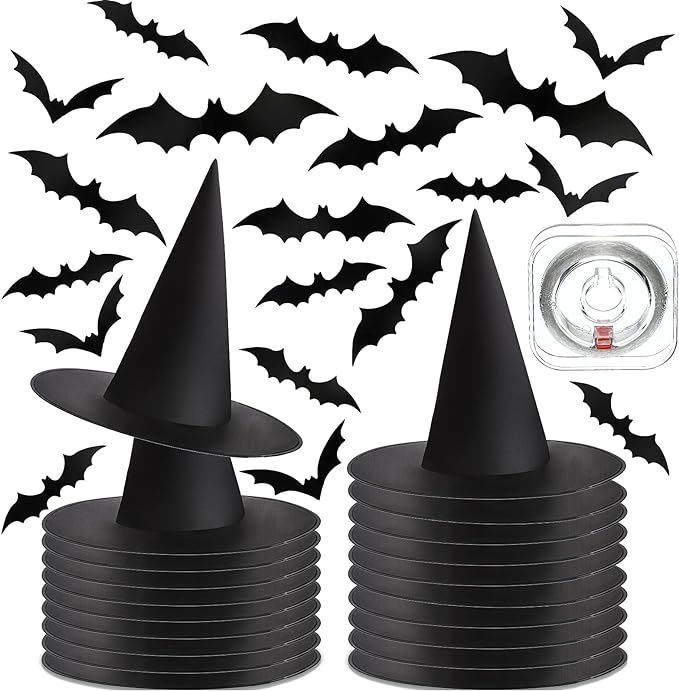 20 Pieces Halloween Witch Hat Black Hanging Floating Witch Hat Costume Witch Accessory Caps 60 Pi... | Amazon (US)