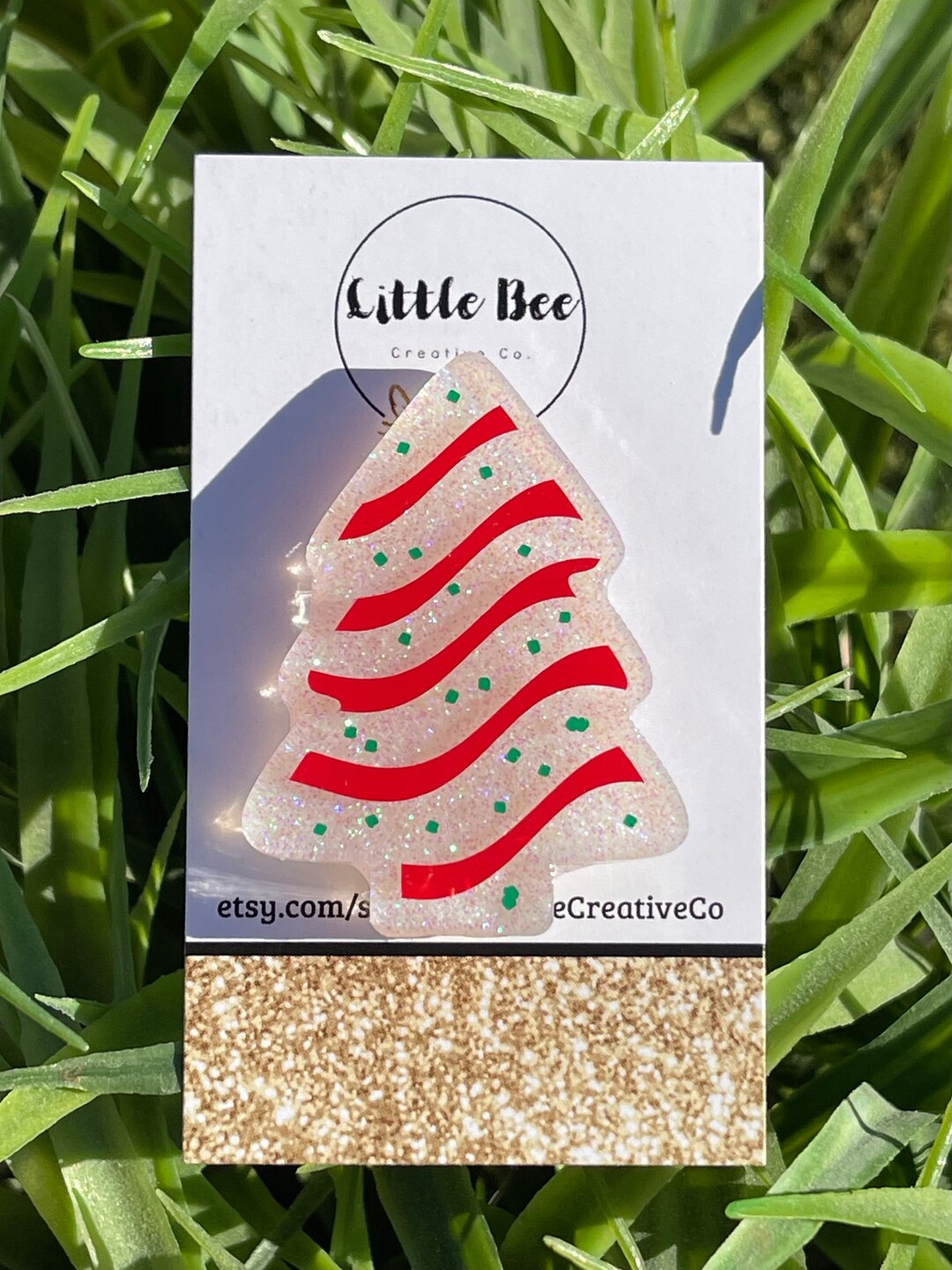 Christmas Tree Snack Cake Glitter Badge Reel - Etsy | Etsy (US)