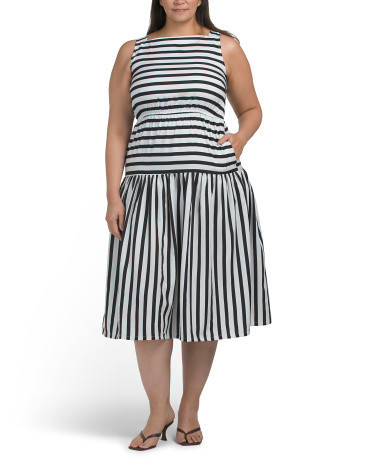 Plus Mixed Stripe Maxi Dress For Women, Polyester | TJ Maxx